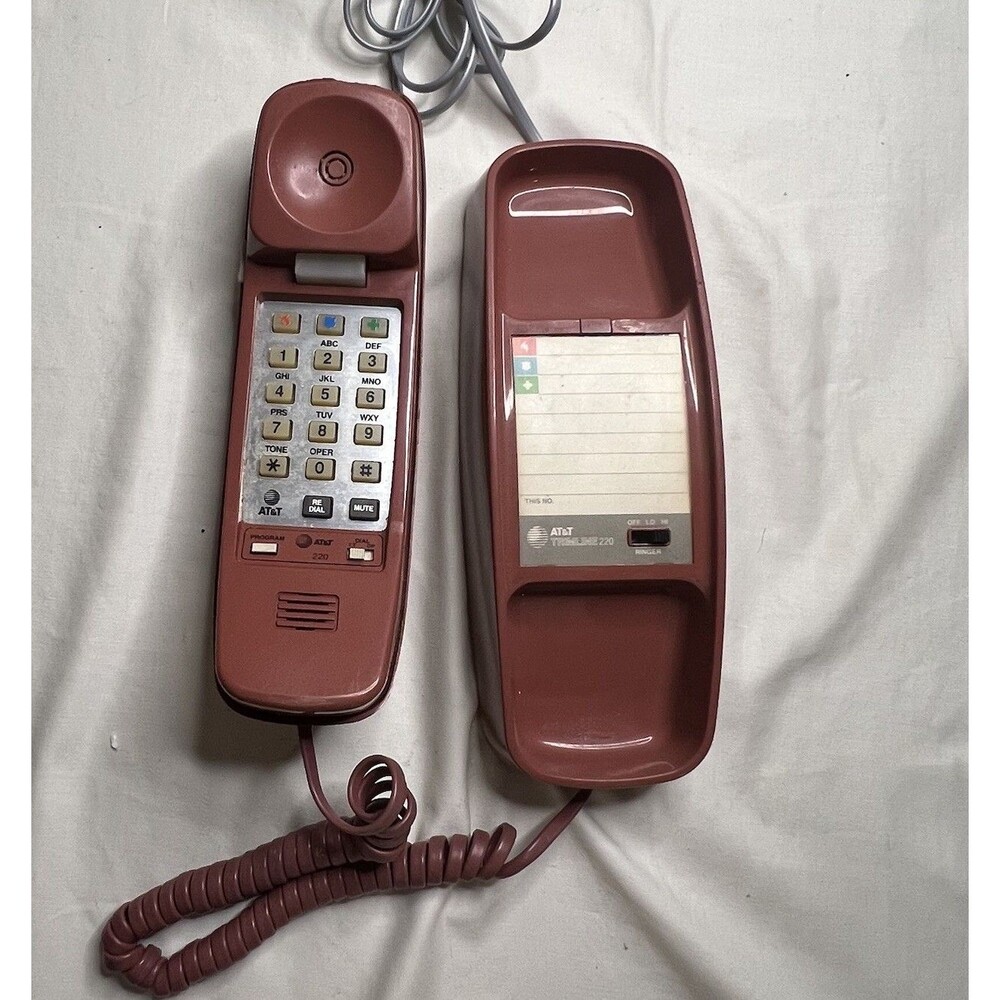 AT&T Phones Vintage 80s/90s Red Pastel Wall Or Desk Trimline Phone